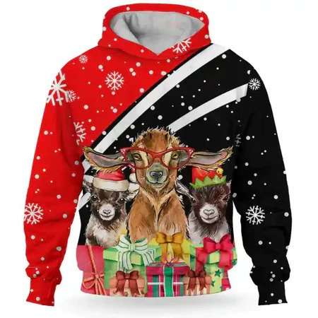 Goat Christmas Funny Snow Red 3D Hoodie